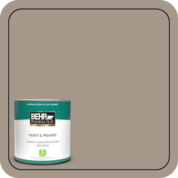 BEHR PREMIUM PLUS 1 qt. #N220-4 Shiitake Semi-Gloss Enamel Low Odor Interior Paint & Primer