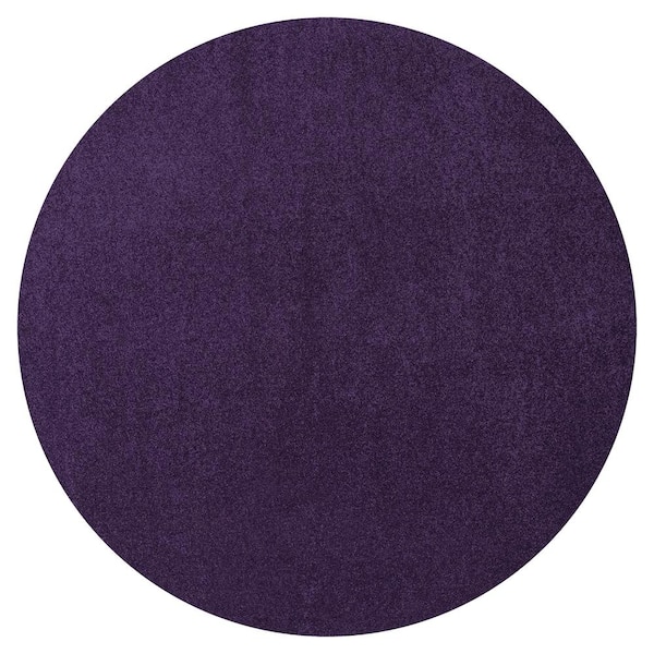 Haze Solid Low-Pile Purple 8 ft. Round Area Rug