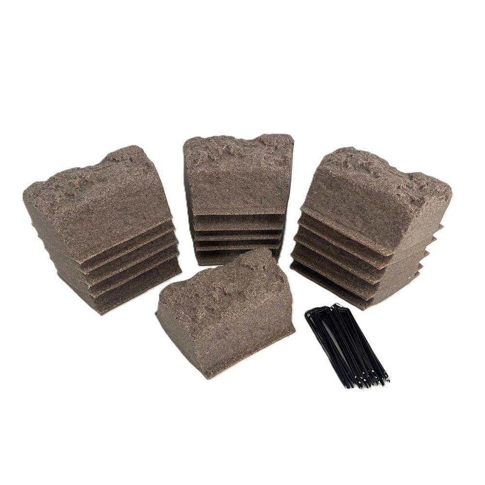 Block Edging 10 in. L x 4 in. W x 4 in. H, 16-Piece Kit in Riverbed Brown G