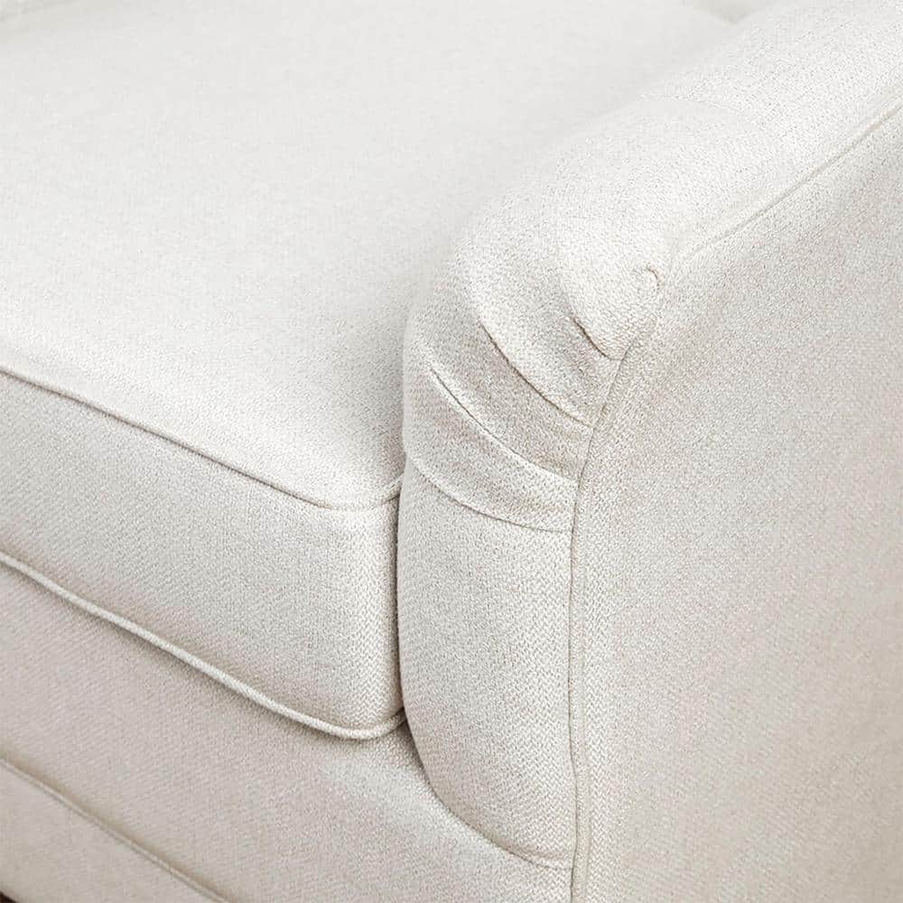 Cream Velvet Swivel Glider Accent Chair with Flared Arms