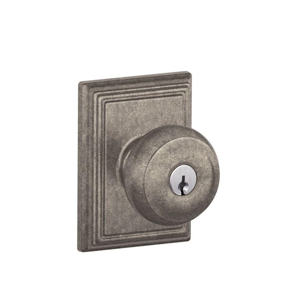 Schlage Georgian Distressed Nickel Keyed Entry Door Knob with Addison Trim