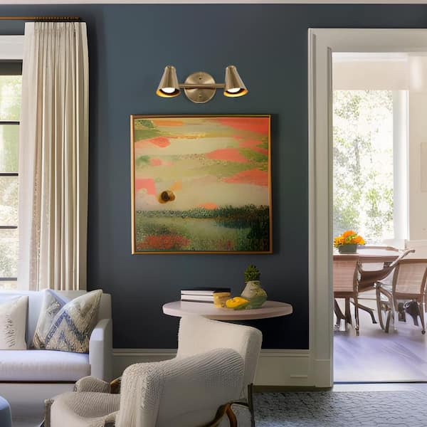 14.5 in. Adjustable Classic Brass Gold Vanity Light for Bathroom, 2-Light Vintage Wall Sconce with Cone Shade Wall Lamp