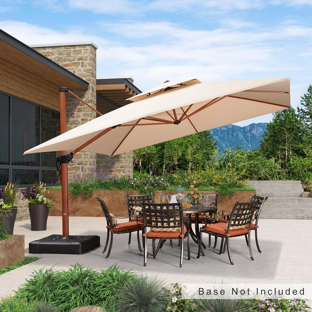 12 ft. Square All-aluminum 360-Degree Rotation Wood pattern Cantilever Offset Outdoor Patio Umbrella in Beige price history on PriceWatchPro