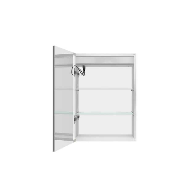 20 in. W x 28 in. H Rectangular LED Silver Surface Mount Medicine Cabinet with Mirror, Anti-Fog