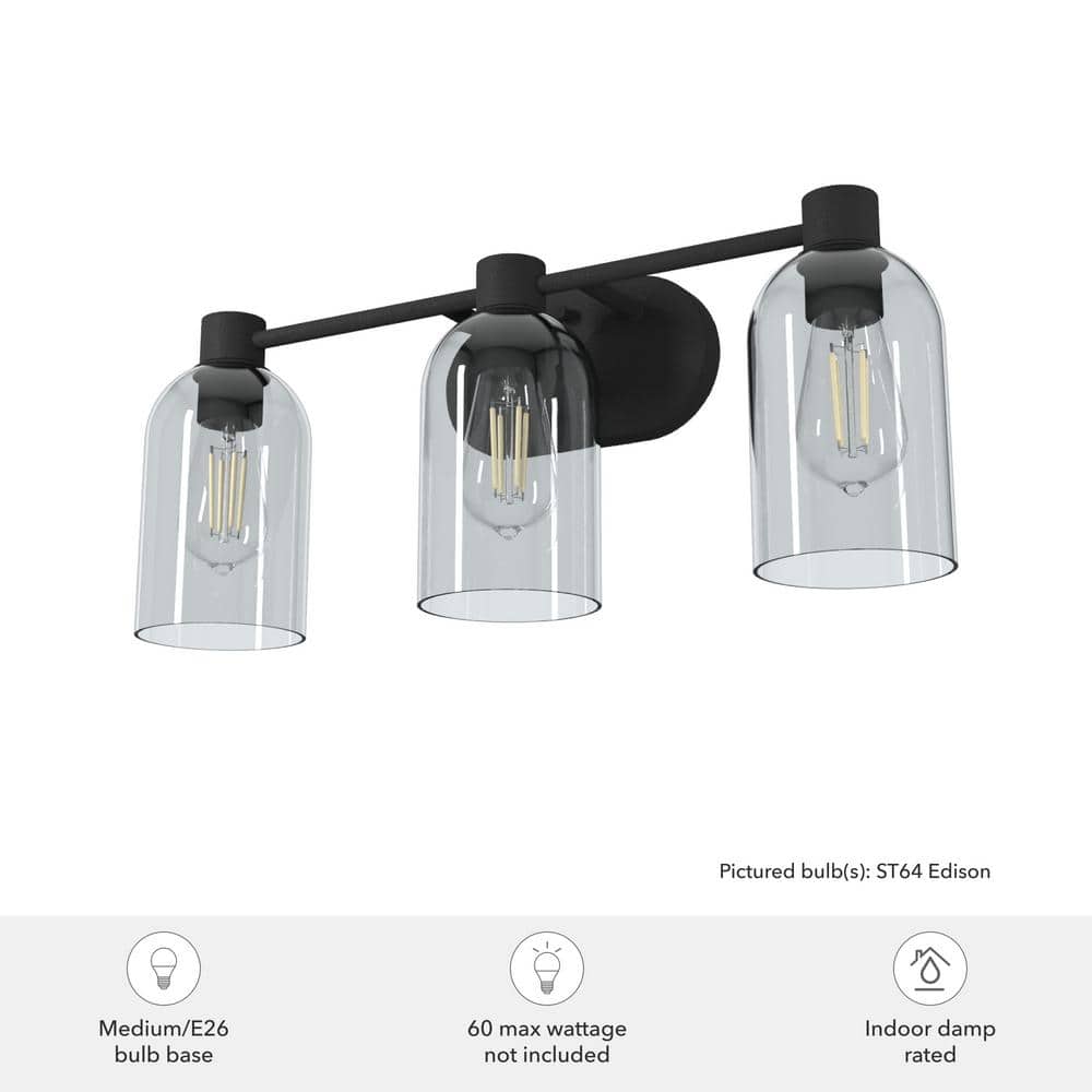 Lochmeade 22'' Black Iron 3-Light Outdoor Vanity Fixture