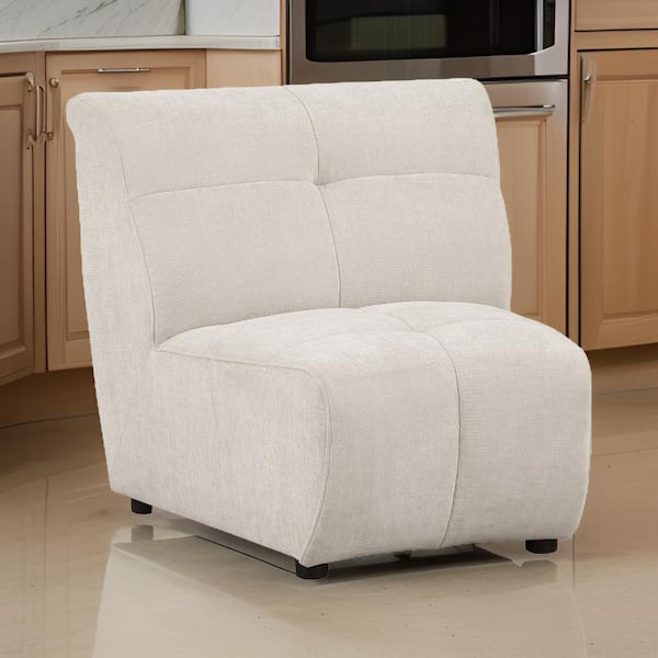 Hia 33.5 in. Armless Fabric Rectangle Sofa in Ivory and Brown