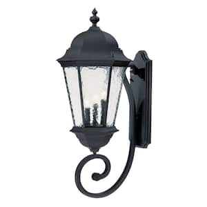Telfair Collection 3-Light Matte Black Outdoor Wall Lantern Sconce