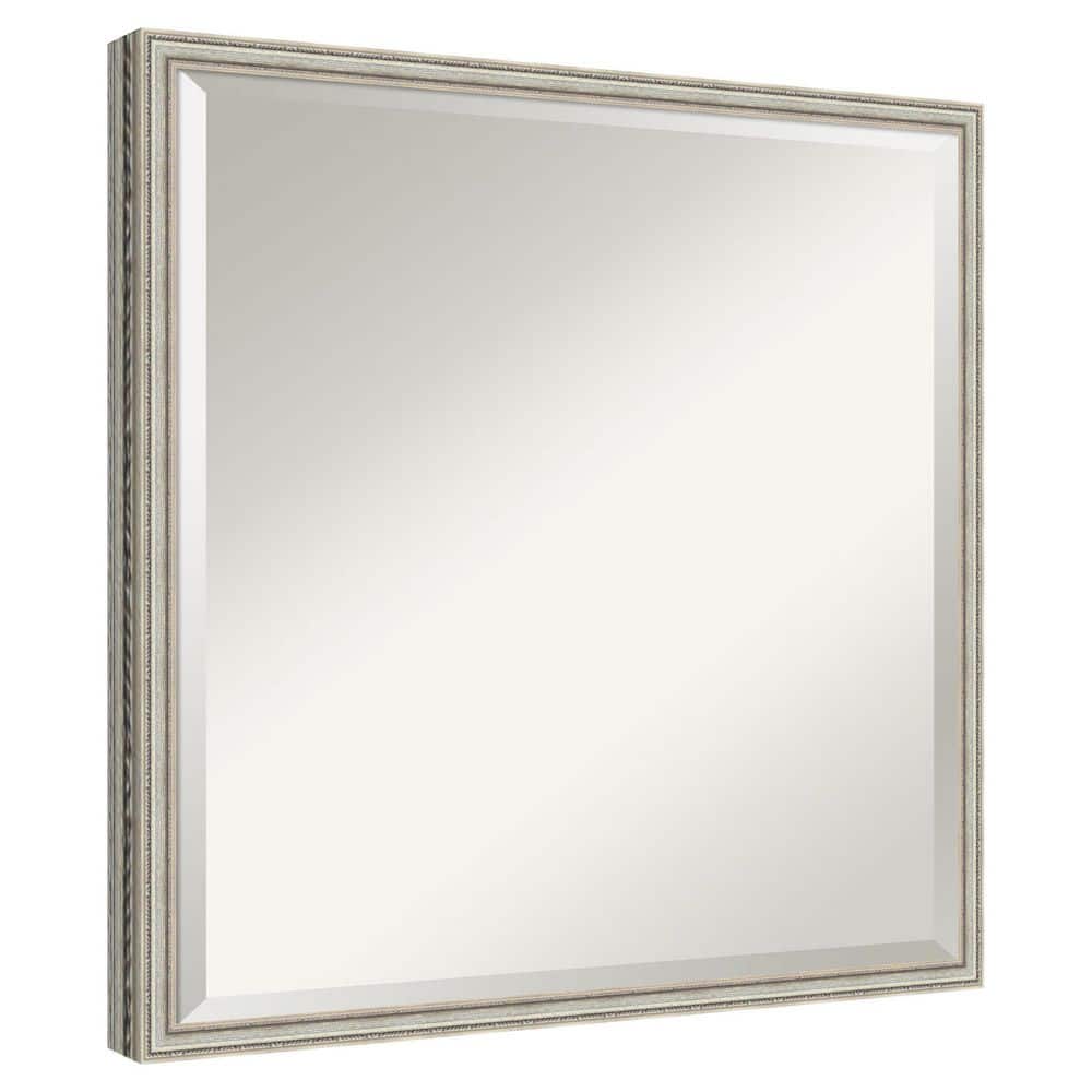 Cordelia Thin Antique Silver 21 in. x 21 in. Beveled Traditional Rectangle Wood Framed Wall Mirror price history on PriceWatchPro
