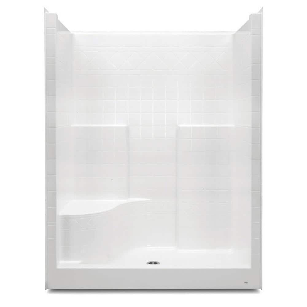 Aquatic Everyday 60 In X 36 In X 76 In 1 Piece Shower Stall With Left Seat And Center Drain In White 1603dtsl Whhd The Home Depot