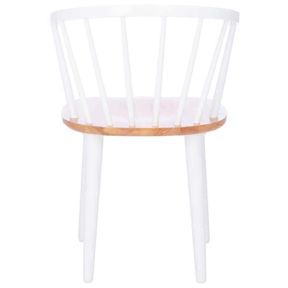 Natural and White Wood Spindle Dining Chair Set