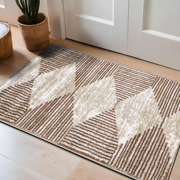 Geometric Stripe Beige 2' x 3' Area Rug