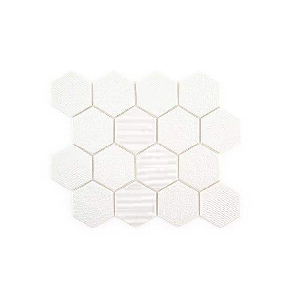 Magma White 10 in. x 11.875 in. Hexagon Matte Glass Mosaic Wall and Floor Tile (12.36 sq. ft. /Case)