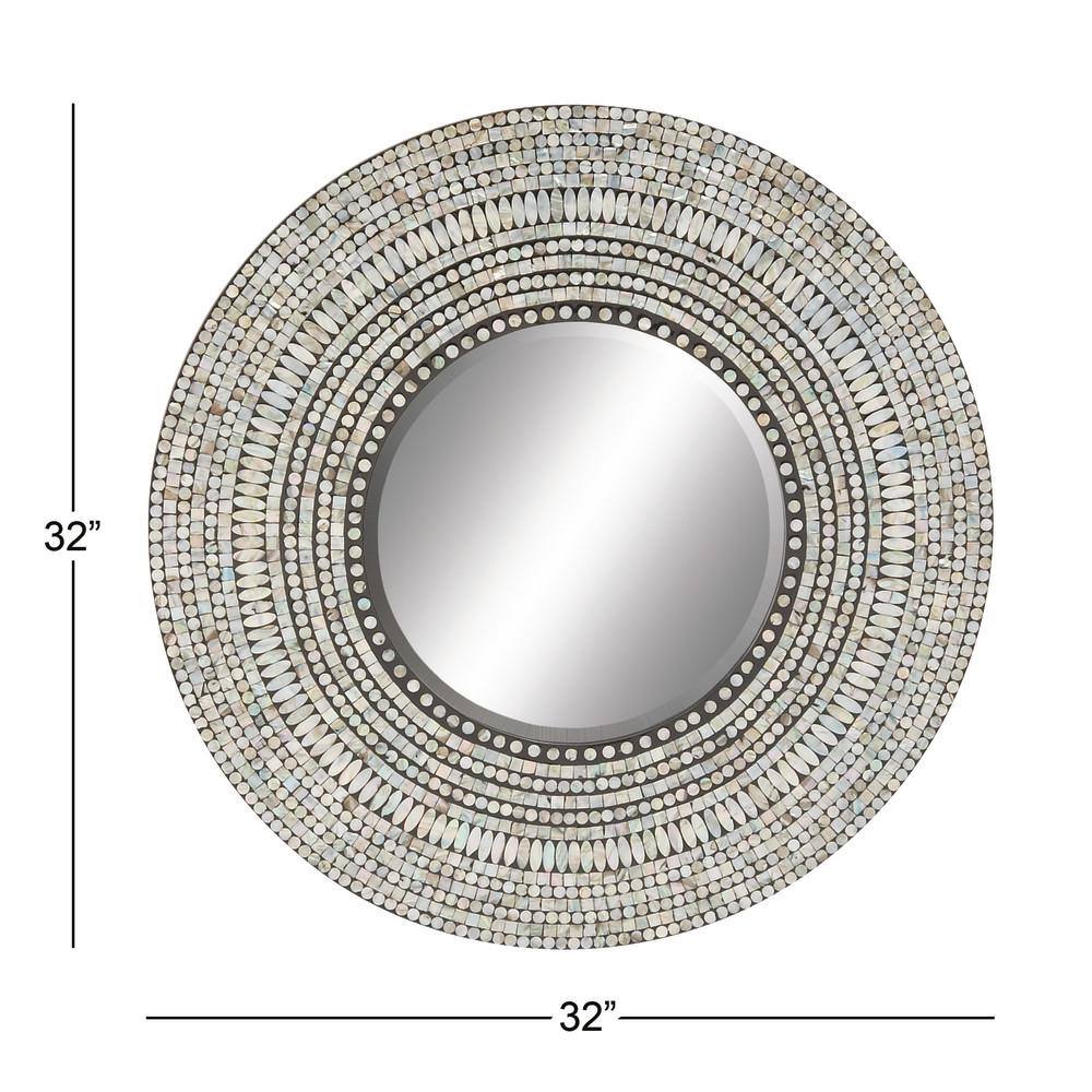 Coastal Charm Full-Length Oval Wood & Shell Wall Mirror