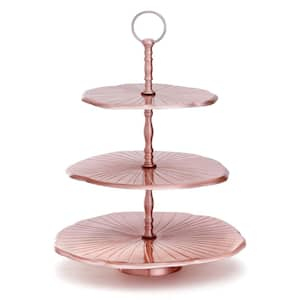 3-Tier 17 in. H Rose Gold Aluminum "Lily Pad" Dessert Server