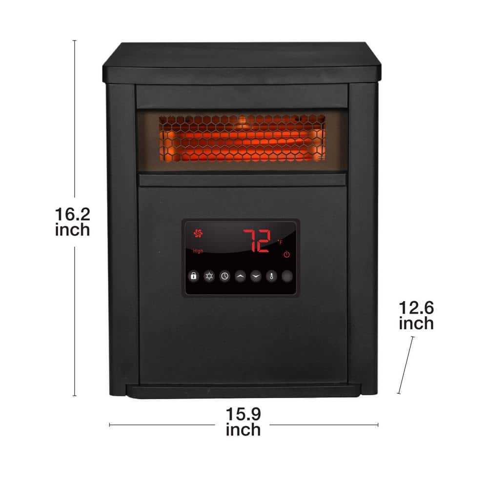 16-Inch Black Steel Infrared Heater with LED Display