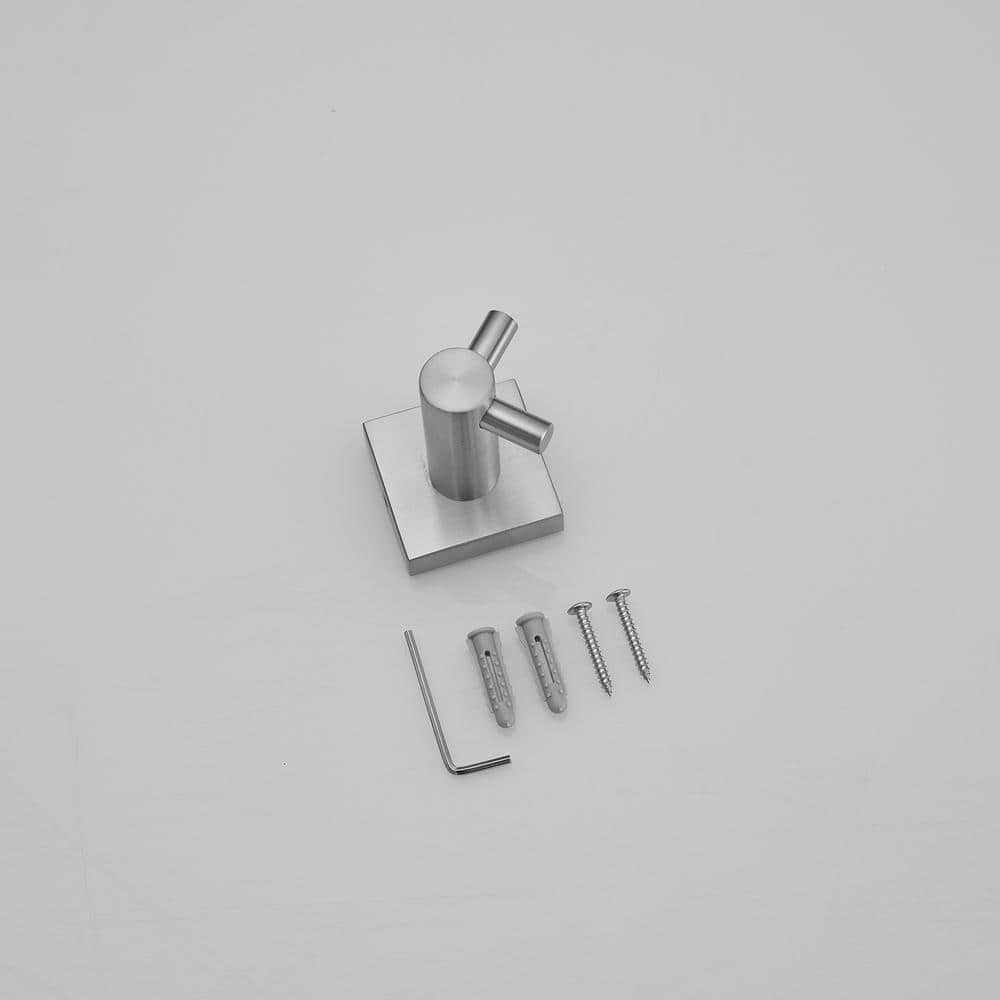 Brushed Nickel 5-Piece Bathroom Hardware Set with Double Towel Bar