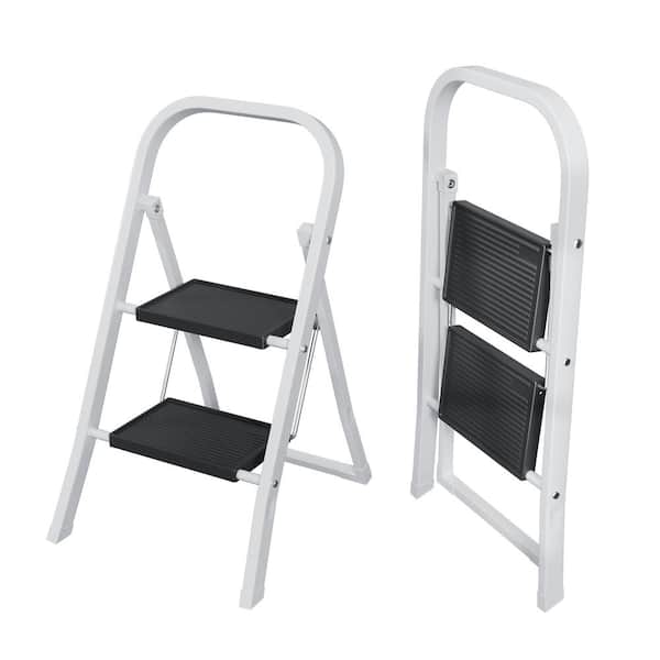 null 2-Step 7.25 ft. Iron Step Stool 330 lbs. Load Capacity in White