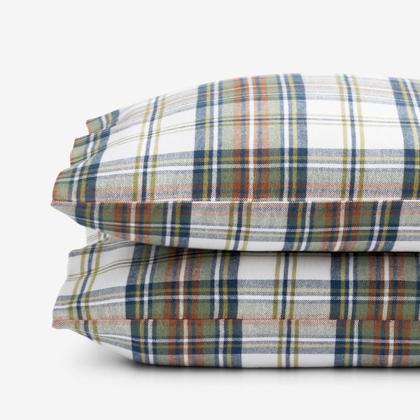 The Company Store Legends Hotel Charles Plaid Velvet Flannel (Yarn-Dyed) Multi Cotton King Pillowcases (Set of 2)