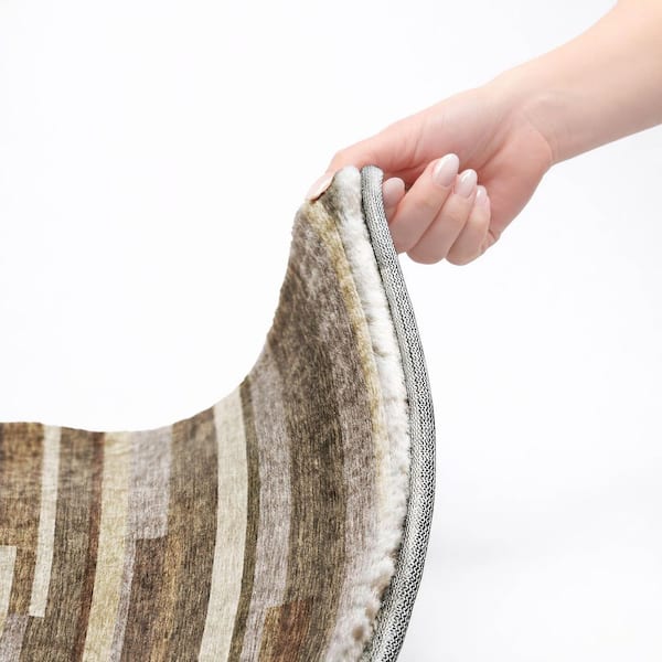 Dream Shag Premium Machine Washable Abstract ADS766 Brown 9 ft. x 12 ft. Area Rug
