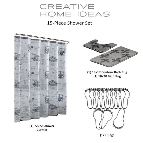 Vivian Decorative Shower Curtain Hooks Fleur de Lis Living