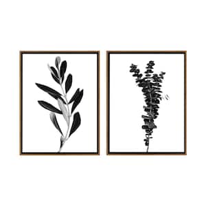 Olive and Eucalyptus Branches Framed Canvas Wall Art - 16 in. x 24 in. Each, by Kelly Merkur 2-Piece Set Natural Frames