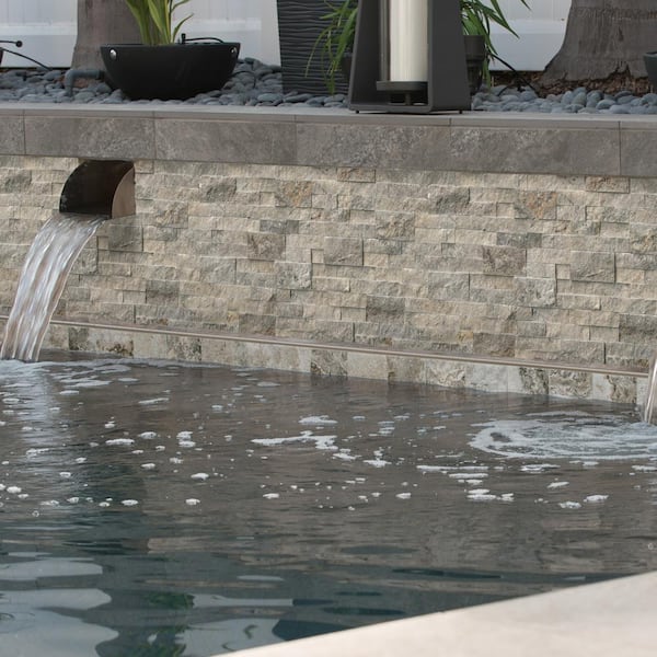 Trevi Gray Ledger Panel 6 in. x 25 in. Splitface Travertine Wall Tile (6 sq. ft./Case)