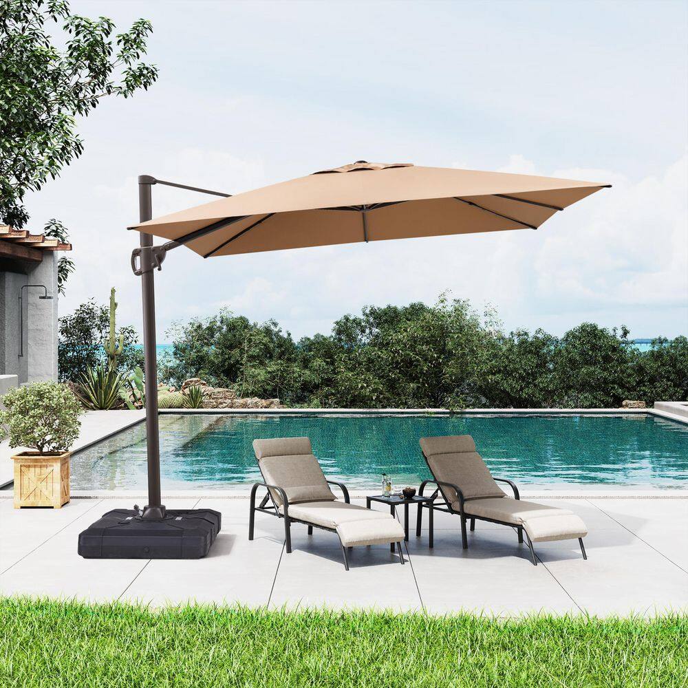 10.5 ft. x 9 ft. Rectangular Outdoor Cantilever Patio Umbrella in Tan Brown with 260 lbs. Base Stand price history on PriceWatchPro