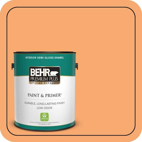 BEHR PREMIUM PLUS 1 gal. #P230-5 Florida Sunrise Semi-Gloss Enamel Low Odor Interior Paint & Primer