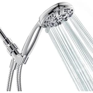 High Pressure 6-Spray Patterns with 1.8 GPM 4.33 in. Wall Mount Rain Fixed Shower Head in ‎Chrome