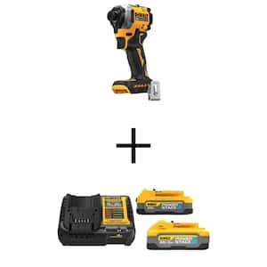 ATOMIC 20-Volt MAX Lithium-Ion Cordless Brushless Compact 1/4 in. Impact Driver with 5Ah and 1.7Ah Batteries and Charger
