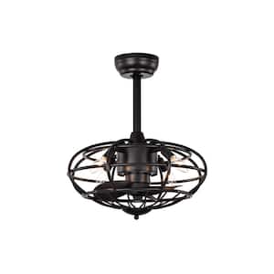 Light Pro 18.1 in. Indoor Matte Black Cage Ceiling Fan with Remote Control,Timer,3 Speeds for Bedroom(No Include Bulbs)