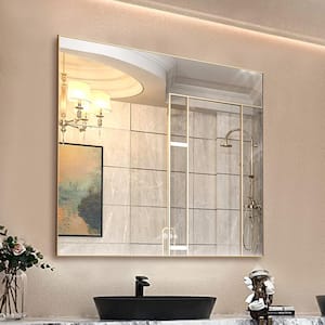 48 in. W x 36 in. H Large Rectangular Aluminium Framed Dimmable Wall LED Bathroom Vanity Mirror with Back Light in Gold