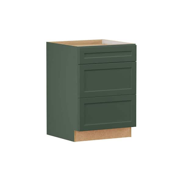 Designer Series Melvern 24 in. W x 24 in. D x 34.5 in. H Assembled Shaker 3-Drawer Base Cabinet in Forest
