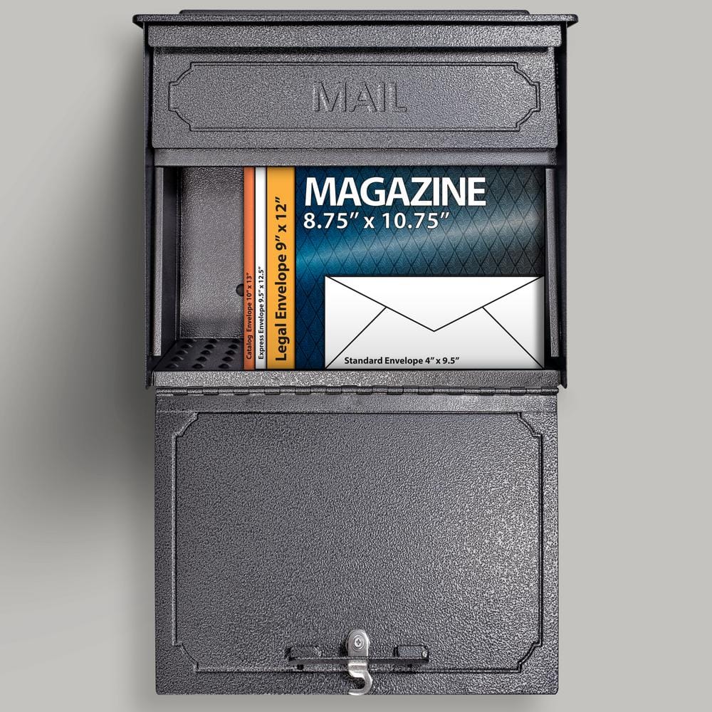 Galaxy Black Steel Lockable Wall-Mount Mailbox