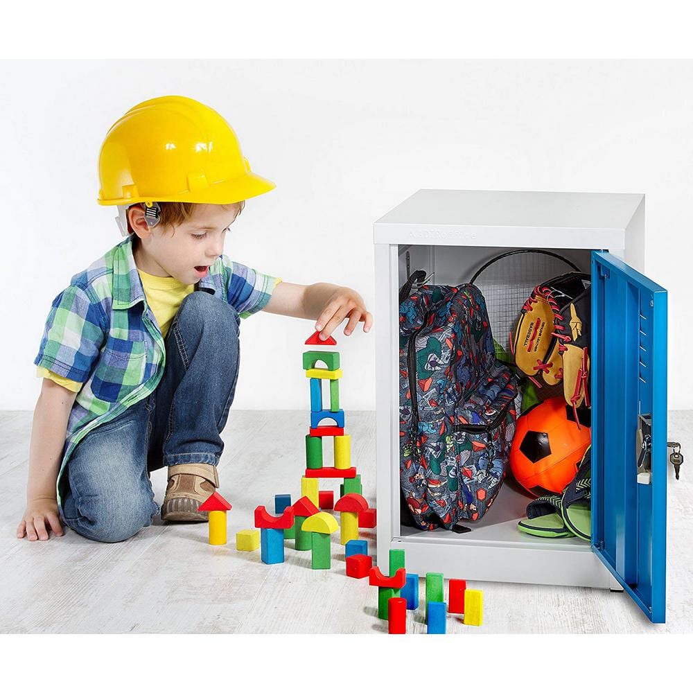 24" Blue and Off-White Steel Freestanding Locker