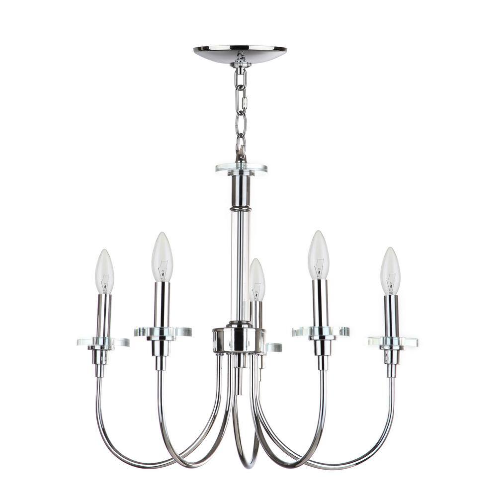 Sharon Chrome and Clear 5-Light Adjustable Chandelier