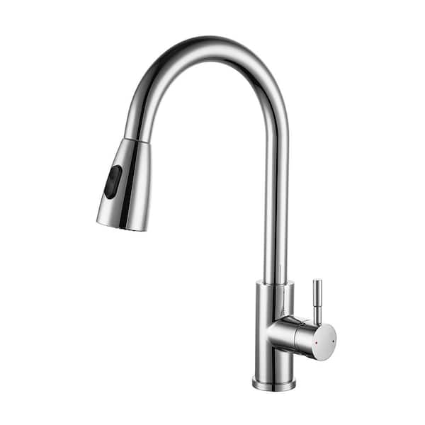 360° Spout Swivel 15.67 in. Stainless Steel Single-Handle Pull Down Sprayer Kitchen Faucet in Chrome