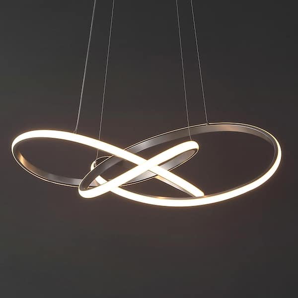 Alexia 25 in. 36-Watt 1-Light Silver Painting Abstract Metal Adjustable Integrated LED Pendant Light