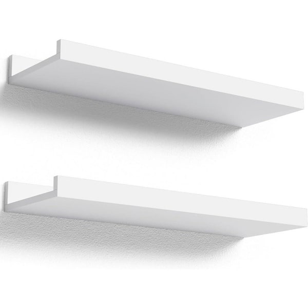 Floating Shelves 15. 6 in. W x 5. 1 in. D White Wood Wall Shelves Decorative Wall Shelf