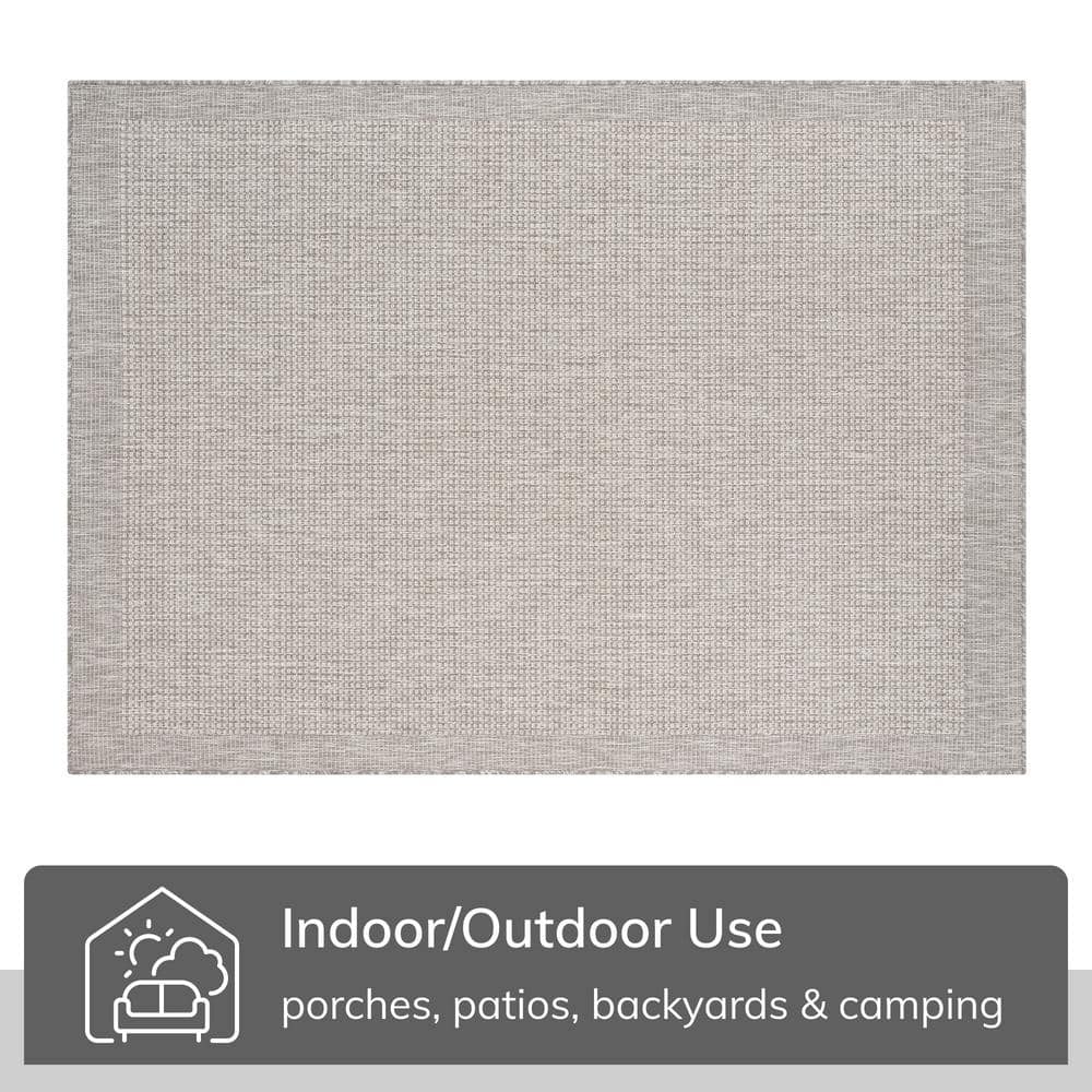 Grey Ivory Flatweave Indoor Outdoor Synthetic Rug
