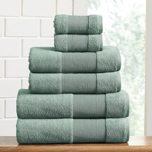 Modern Threads Organic Vines 6-Piece Cotton Bath Towel Set, Aqua 