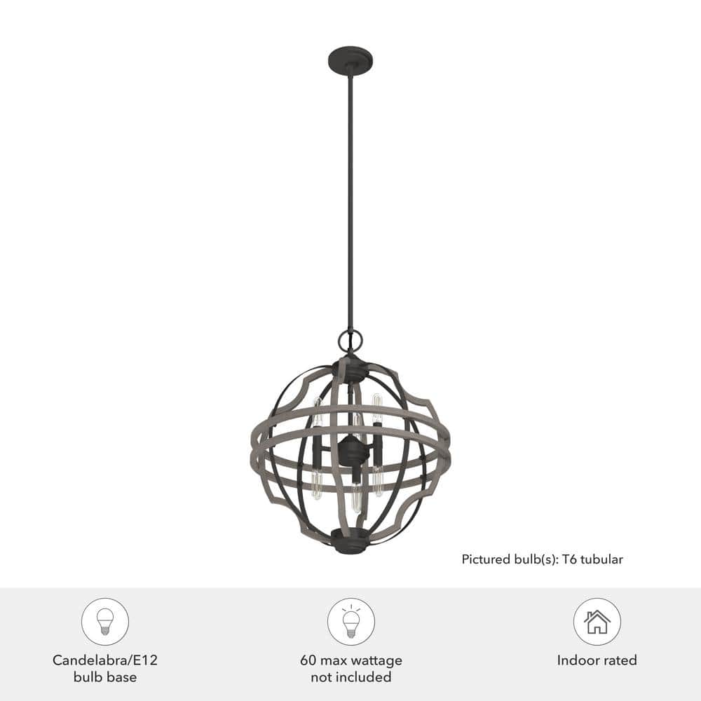 Stone Creek Noble Bronze Globe Pendant with LED Lights