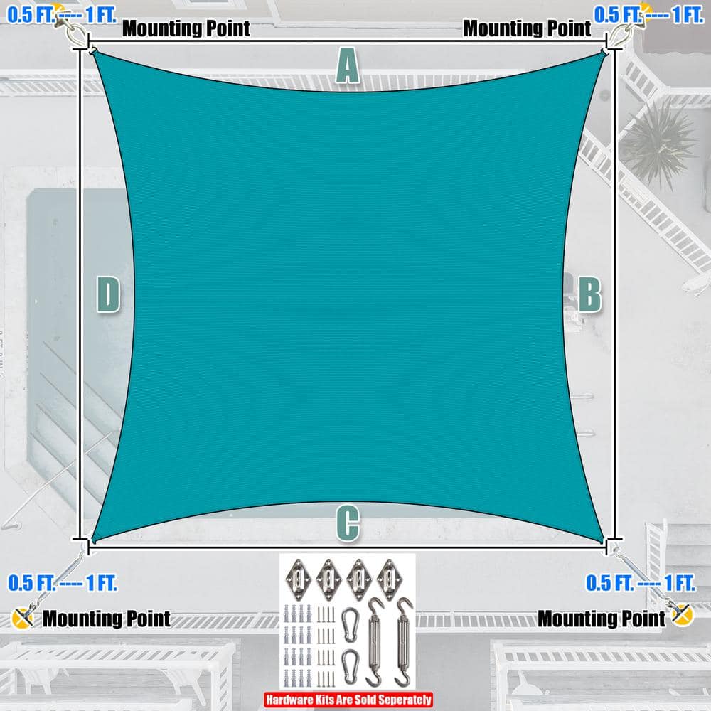 Turquoise 10' x 13' HDPE Rectangle Patio Sun Shade Sail