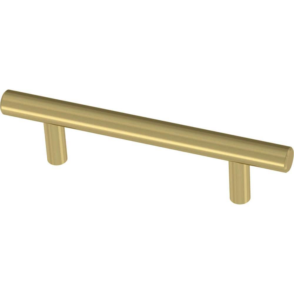 Satin Gold Modern Brass Bar Cabinet Pulls with Mounting Hardware