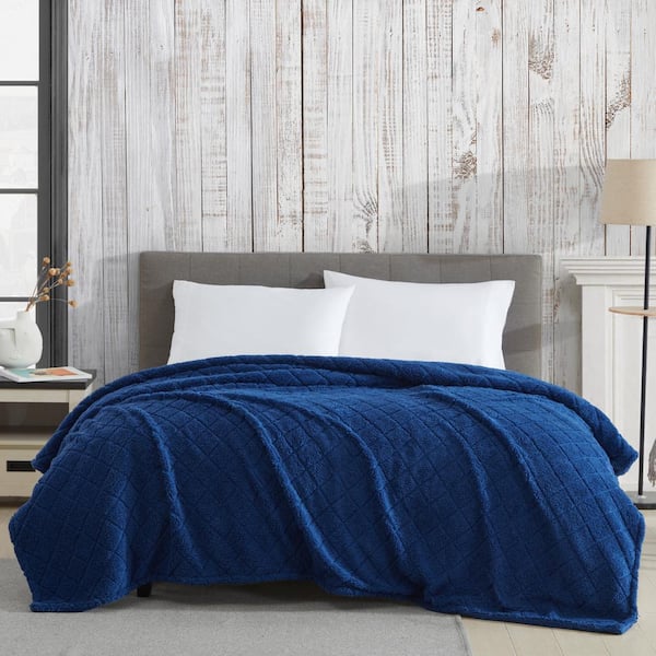 Coleman Indigo Twin Reversible Sherpa & Faux Fur Polyester Throw ...