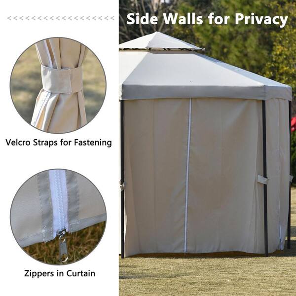 11 ft. x 11 ft. Beige Outdoor Gazebo 