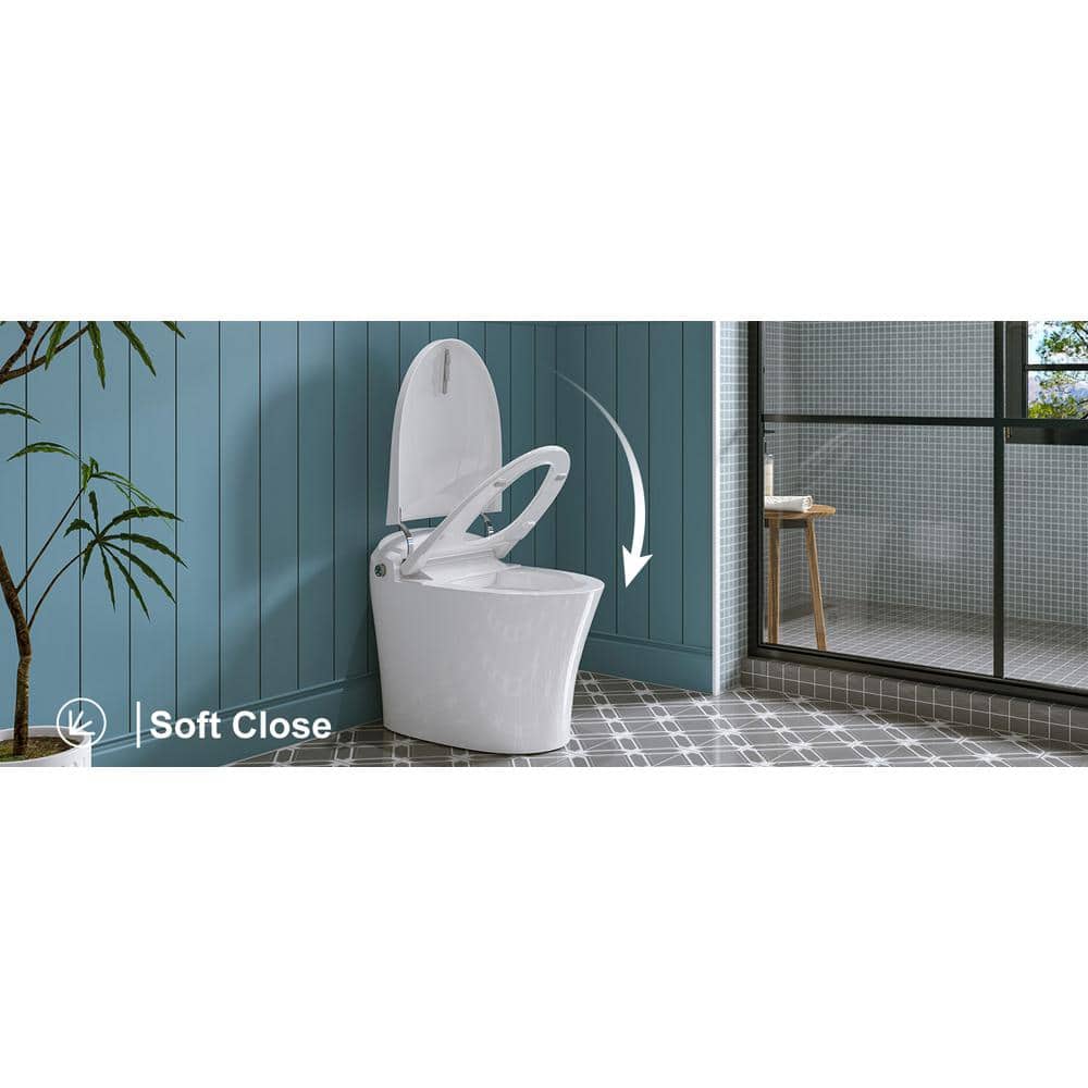 Elongated White Ceramic Smart Bidet Toilet with Dual Flush
