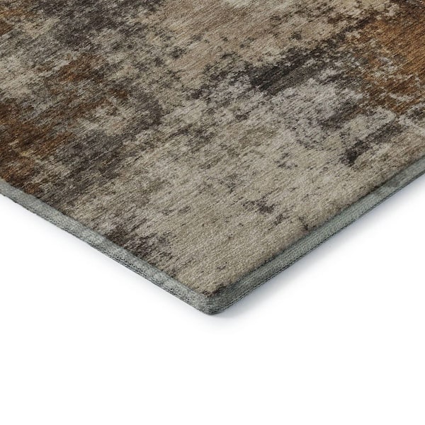 Mayfield Premium Machine Washable Abstract AMF2064 Brown 3 ft. x 5 ft. Area Rug