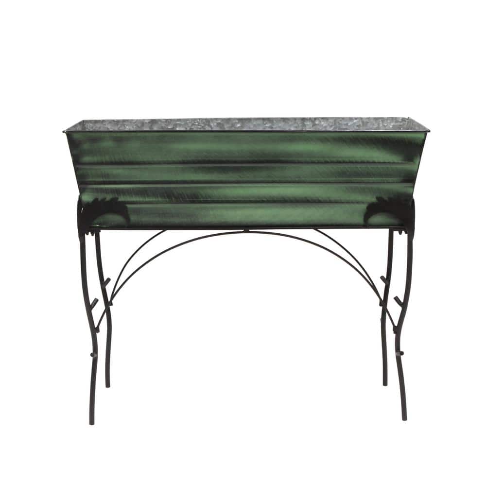 36" Green Galvanized Steel Flower Planter Box with Iron Stand