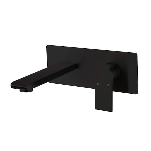 PROOX Single Handle Wall Mounted Bathroom Faucet in Matte Black